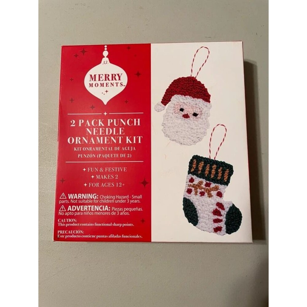 Merry Moments brand "2 Pack  Ornament Kit" featuring Santa and stocking designs